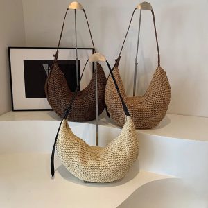 Sac bandoulière bohème herbe tressée vacances