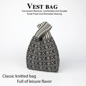 Sac à main bohème tricot contrasté durable
